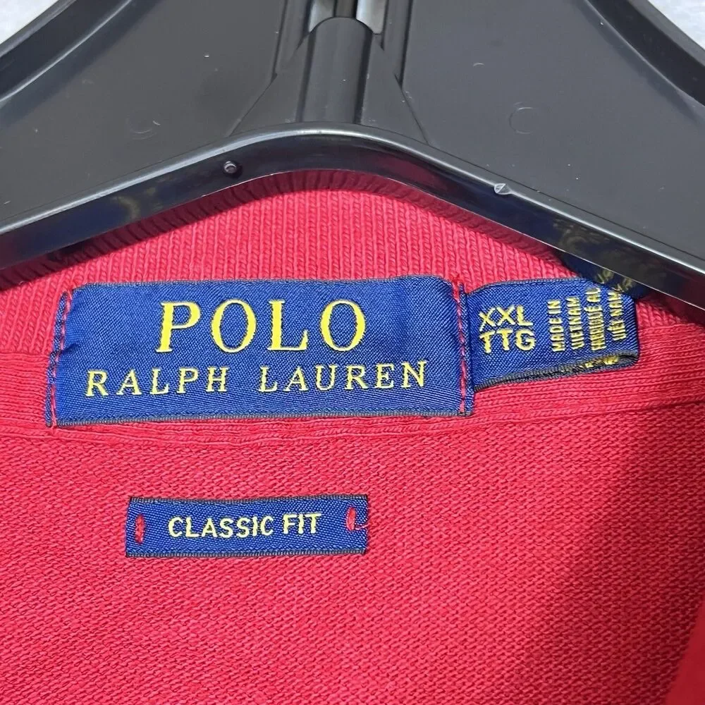 Polo Ralph Lauren Polo Mens XXL Black Red Smooth Cotton Pony Short Sleeve Shirt